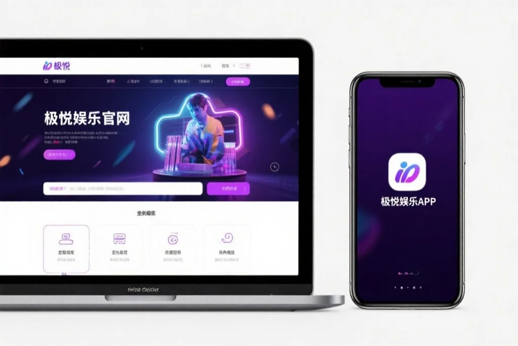 一台笔记本电脑屏幕上显示着恒耀娱乐官网的界面，旁边是一部手机显示着恒耀娱乐APP，两者并列对比